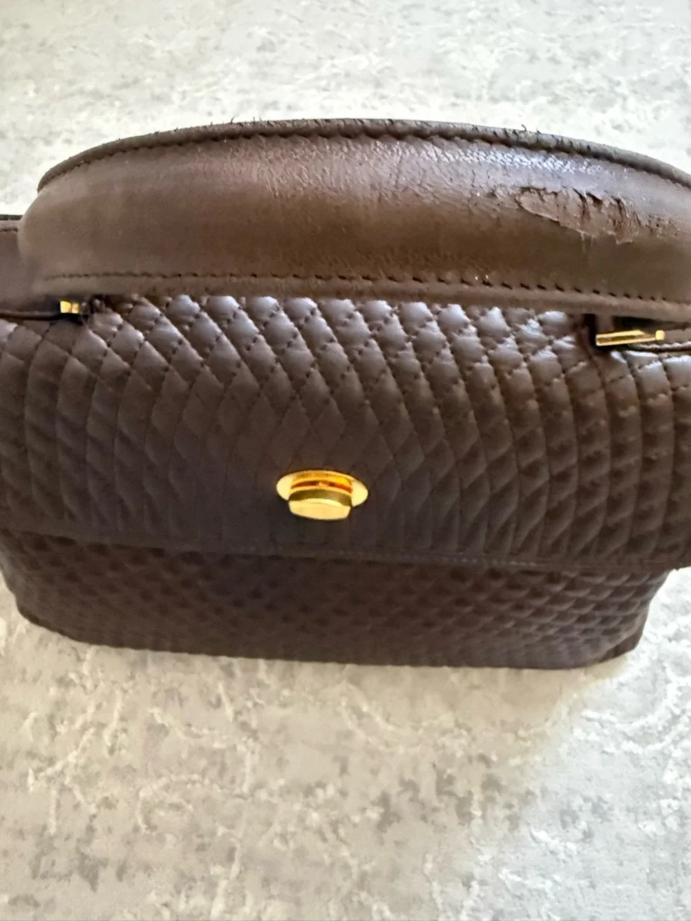 Bally Quilted Leather Satchel
Dark Brown with Gold Hardware - Picture 4 of 14